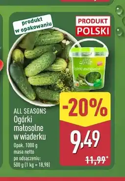 ALDI Ogórki małosolne w wiaderku All Seasons polskie oferta