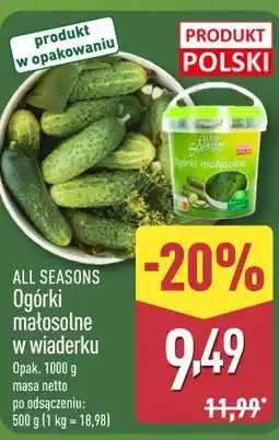 ALDI ALL SEASONS Ogórki małosolne w wiaderku oferta
