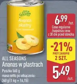 ALDI ALL SEASONS Ananas w plastrach oferta