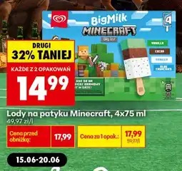 Biedronka Lody na patyku Big Milk Minecraft 4-pak oferta