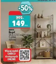 Biedronka Regał 58.6 x 23.5 144 cm dębowy Sanico oferta