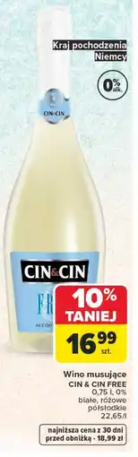 Carrefour Wino musujące CIN & CIN FREE oferta