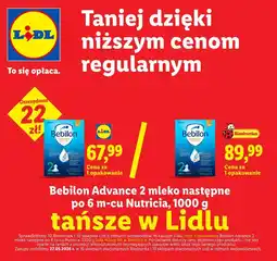 Lidl Bebilon Advance 2 mleko następne po 6 m-cu Nutricia oferta