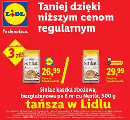 Lidl Sinlac kaszka zbożowa, bezglutenowa po 6 m-cu Nestlé oferta