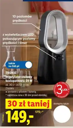 Lidl TRONIC Wentylator stołowy bezłopatkowy, 24 W oferta