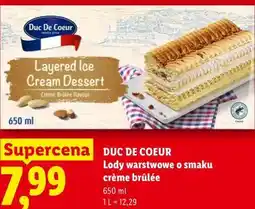 Lidl Duc De Coeur Lody warstwowe o smaku crème brûlée oferta