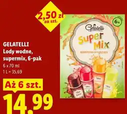 Lidl Gelatelli Lody wodne, supermix, 6-pak oferta