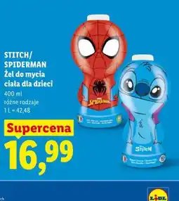 Lidl Stitch / Spiderman Żel do mycia ciała dla dzieci oferta
