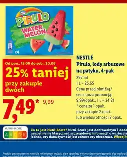 Lidl Nestlé Pirulo, lody arbuzowe na patyku, 4-pak oferta