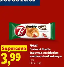 Lidl 7DAYS Croissant Double Supermax z nadzieniem waniliowo-truskawkowym oferta