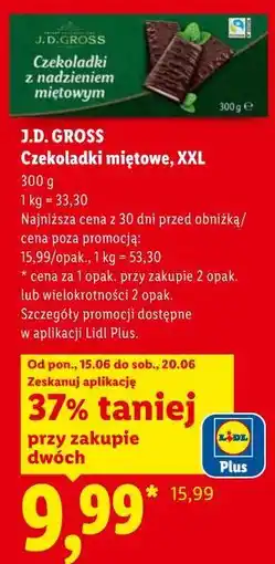 Lidl J.D. GROSS Czekoladki miętowe, XXL oferta