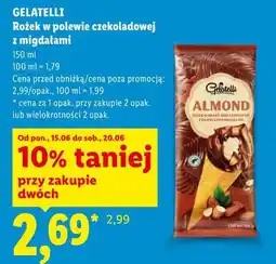 Lidl GELATELLI Rożek w polewie czekoladowej z migdałami oferta