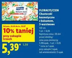Lidl Floralys/Cien Chusteczki kosmetyczne z balsamem, 3-warstwowe oferta