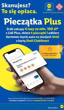 Lidl Pieczątka Plus - darmowe mycie auta na stacjach Shell oferta