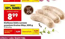 Biedronka Kiełbasa biała surowa premium Kraina Mięs oferta