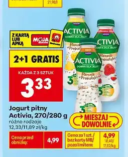 Biedronka Jogurt pitny Activia Błonnik + Probiotyki Ananas Siemię Lniane oferta