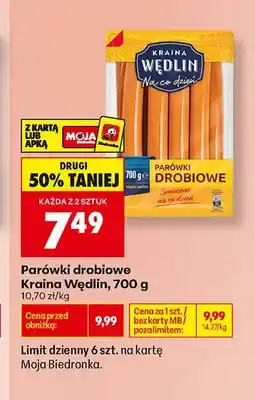 Biedronka Parówki drobiowe Kraina Wędlin oferta