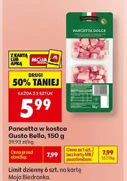 Biedronka Pancetta w kostce Gusto Bello oferta