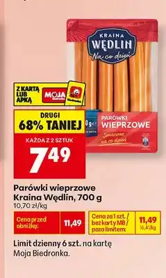 Biedronka Parówki wieprzowe Kraina Wędlin oferta