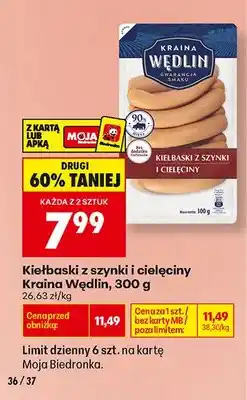 Biedronka Kiełbaski z szynki i cielęciny Kraina Wędlin oferta