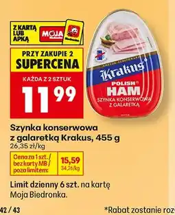 Biedronka Szynka konserwowa z galaretką Krakus oferta