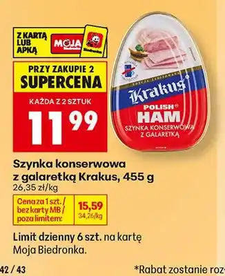 Biedronka Szynka konserwowa z galaretką Krakus oferta