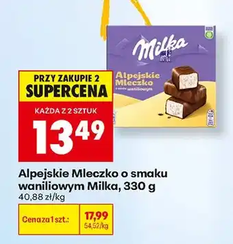 Biedronka Alpejskie Mleczko o smaku waniliowym Milka oferta