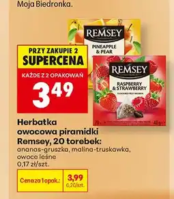 Biedronka Herbatka owocowa piramidki Remsey malina-truskawka oferta