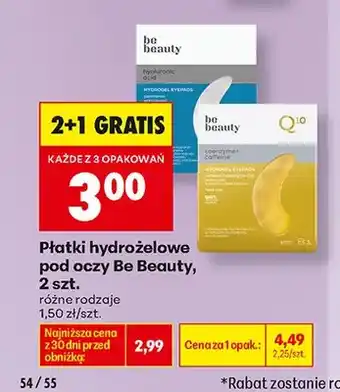 Biedronka Płatki hydrożelowe pod oczy Be Beauty Hyaluronic Acid oferta