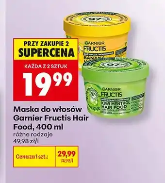 Biedronka Maska do włosów Garnier Fructis Hair Food Banana oferta