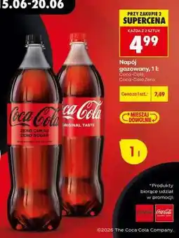Biedronka Napój gazowany, 1 l: Coca-Cola, Coca-Cola Zero oferta