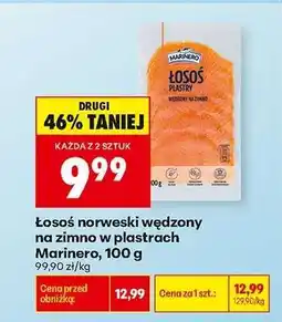Biedronka Łosoś norweski wędzony na zimno w plastrach Marinero , 100 g oferta