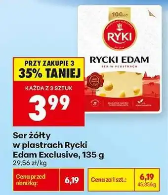 Biedronka Ser żółty w plastrach Rycki Edam Exclusive , 135 g oferta