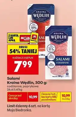 Biedronka Salami Kraina Wędlin 300 g oferta