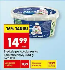 Biedronka śledzie po kołobrzesku Kapitan Navi 800 g oferta
