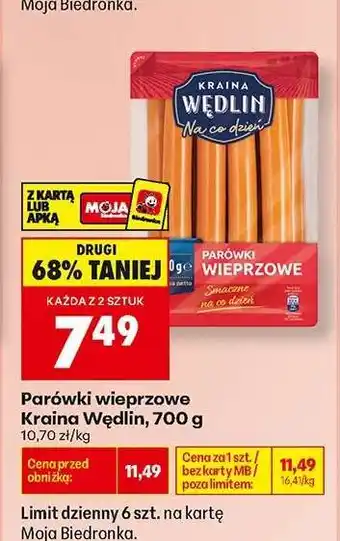 Biedronka Parówki wieprzowe Kraina Wędlin 700 g oferta