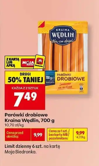 Biedronka Parówki drobiowe Kraina Wędlin 700 g oferta