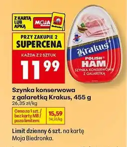 Biedronka Szynka konserwowa z galaretką Krakus 455 g oferta