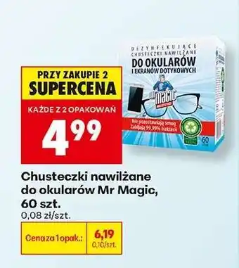 Biedronka Chusteczki nawilżane do okularów Mr Magic 60 szt oferta
