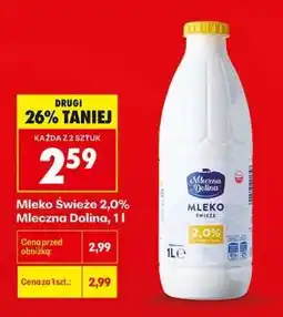 Biedronka Mleko Świeże 2,0% Mleczna Dolina, 1l oferta