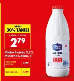 Biedronka Mleko Świeże 3,2% Mleczna Dolina, 1l oferta