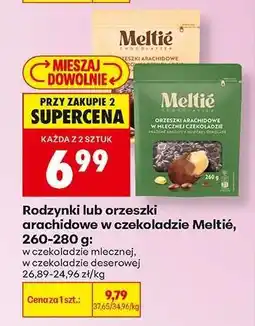Biedronka Rodzynki lub orzeszki arachidowe w czekoladzie Meltié, 260-280 g oferta