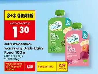 Biedronka Mus owocowo warzywny Dada Baby Food 100 g oferta