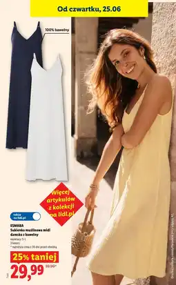 Lidl ESMARA Sukienka muślinowa midi damska z bawełny oferta