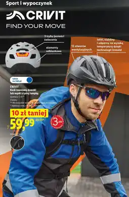 Lidl CRIVIT Kask rowerowy damski lub męski z tylną lampką oferta