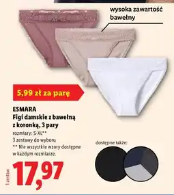 Lidl ESMARA Figi damskie z bawełną z koronką, 3 pary oferta