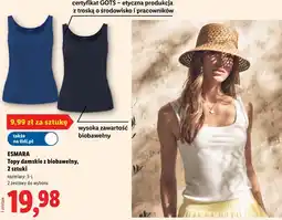 Lidl ESMARA Topy damskie z biobawełny, 2 sztuki oferta