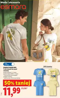 Lidl ESMARA/ESMARA MEN T-shirt damski lub męski z bawełny oferta