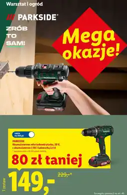 Lidl PARKSIDE Akumulatorowa wiertarkowkrętarka, 20 V oferta