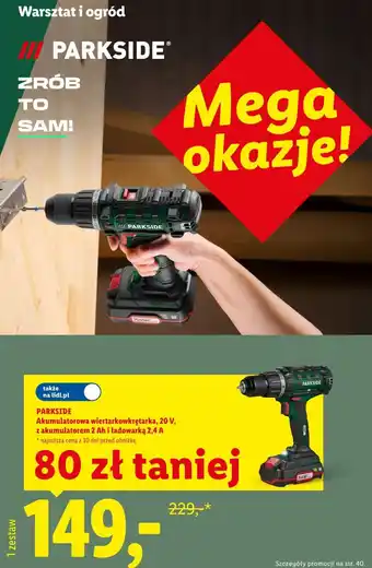 Lidl PARKSIDE Akumulatorowa wiertarkowkrętarka, 20 V oferta